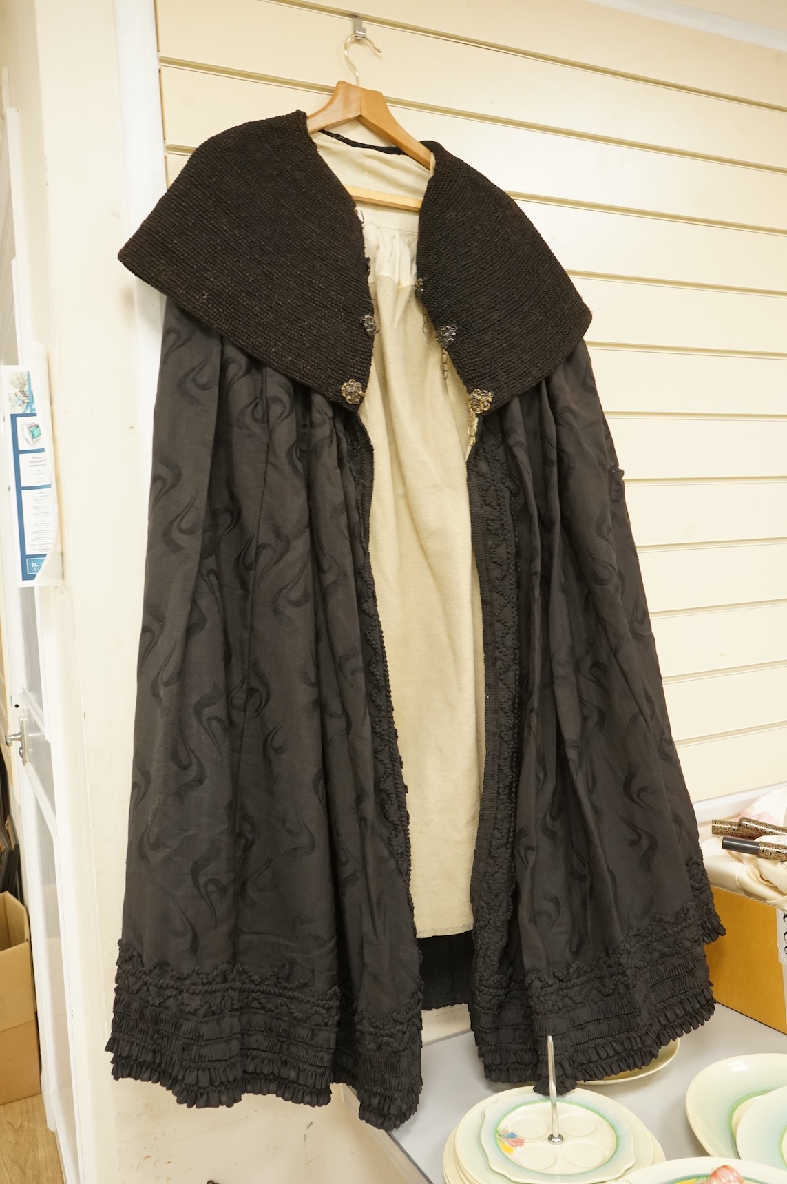 A 19th century German black fabric cape
